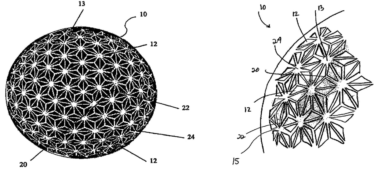 Golf ball with varying land surfaces